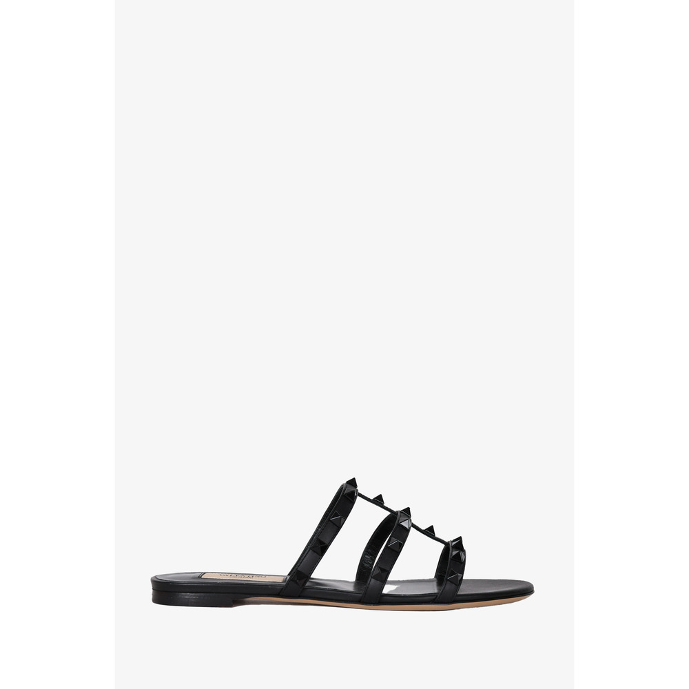 Valentino Black Rockstud Leather Sandals Size 35.5